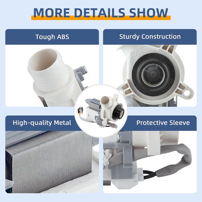 Fetechmate WH23X28418 290d1201g003 290d1201g001 Washer Drain Pump & Motor Assembly Replacement Compatible with G-E Hot-point Washers, Replace WH23X24178 WH23X27574 B40-3A01 B30-3A02 By - Image 4